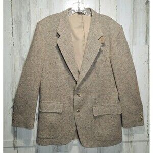 Farah Clothing Tan Speckle Wool Blazer Sportcoat 40R Suede Elbow Patchs *Read*